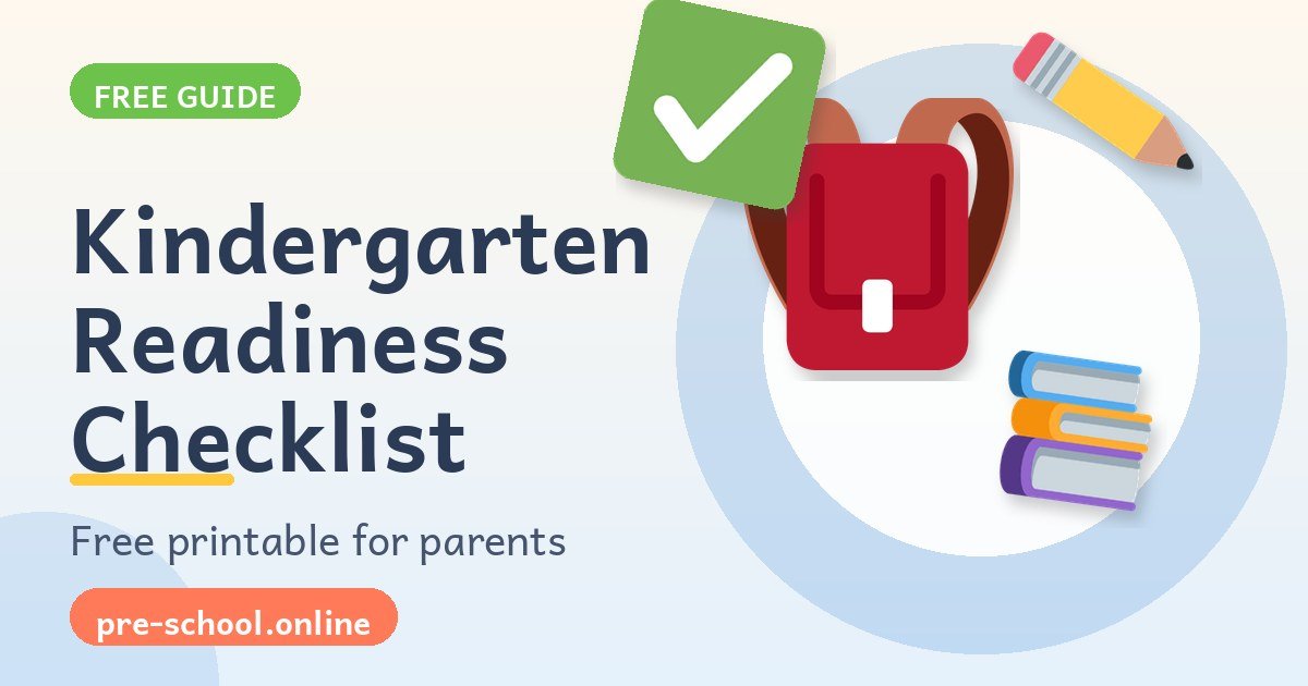 Backpack, checklist, pencil, and books for a kindergarten readiness checklist