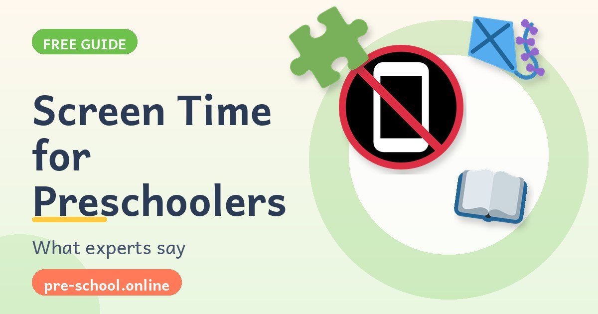 No phone symbol with a puzzle piece, kite, and book for screen-free preschool play