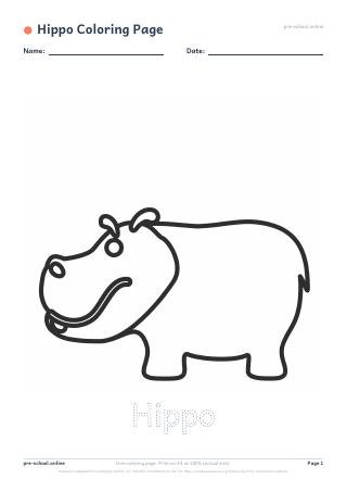 Hippo Coloring Page preview