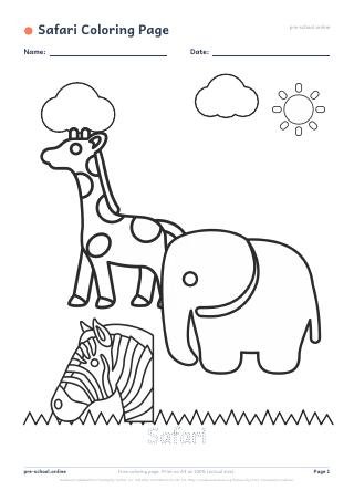 Safari Coloring Page preview