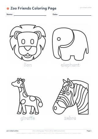 Zoo Friends Coloring Page preview