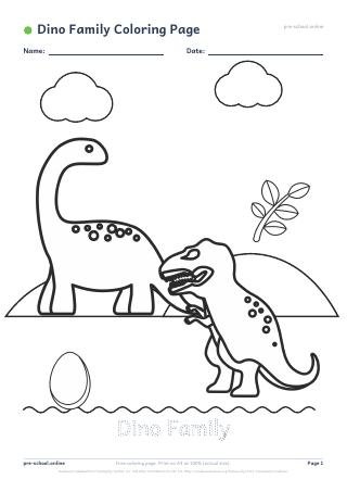 Dino Family Coloring Page preview