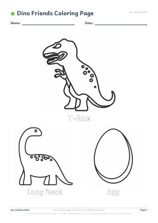 Dino Friends Coloring Page preview