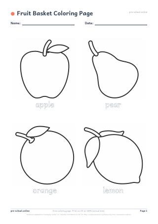 Fruit Basket Coloring Page preview
