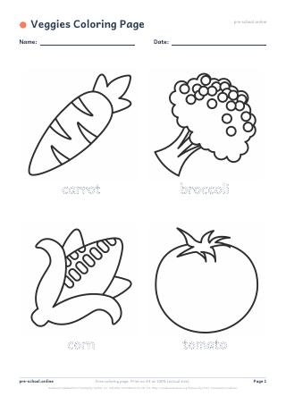 Veggies Coloring Page preview