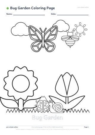 Bug Garden Coloring Page preview