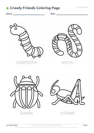 Crawly Friends Coloring Page preview