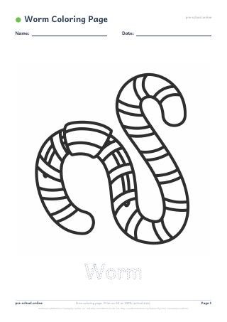 Worm Coloring Page preview