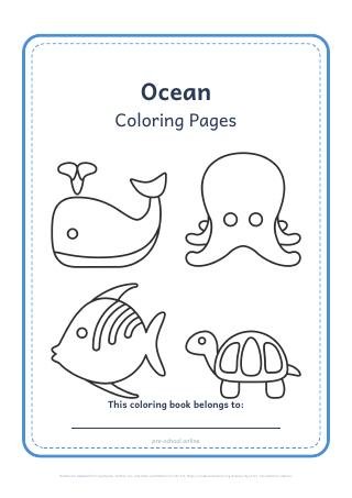 Ocean coloring pages pack cover
