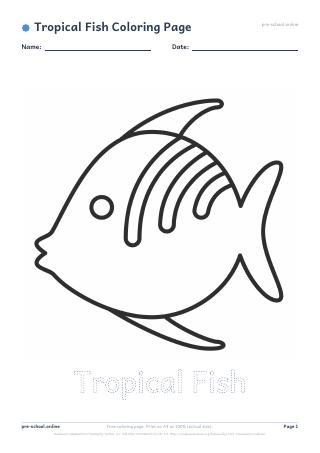 Tropical Fish Coloring Page preview