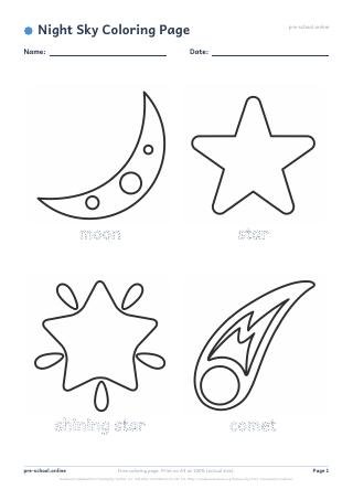 Night Sky Coloring Page preview