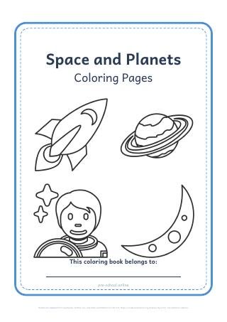 Space and Planets coloring pages pack cover