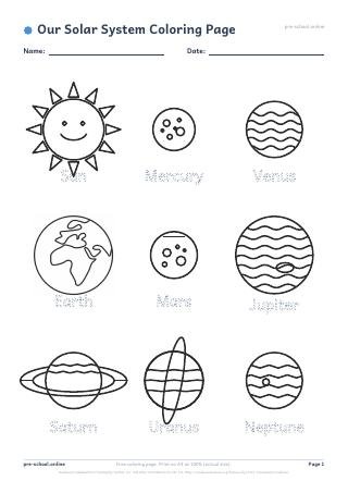 Solar System Coloring Page free printable coloring page preview