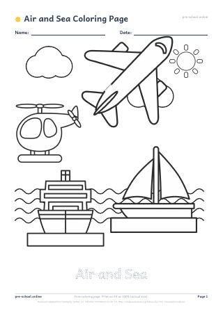 Air and Sea Coloring Page preview