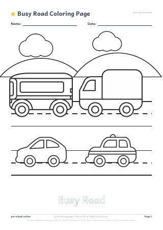 Busy Road Coloring Page preview