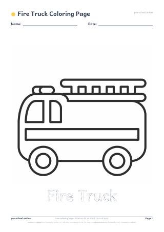 Fire Truck Coloring Page free printable coloring page preview