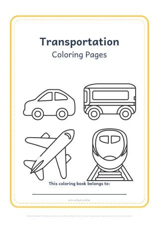 Transportation coloring pages pack cover