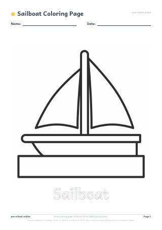 Sailboat Coloring Page preview