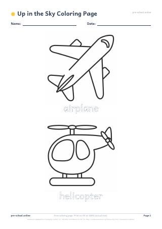 Up in the Sky Coloring Page preview