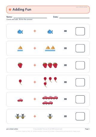 Adding Fun worksheet preview