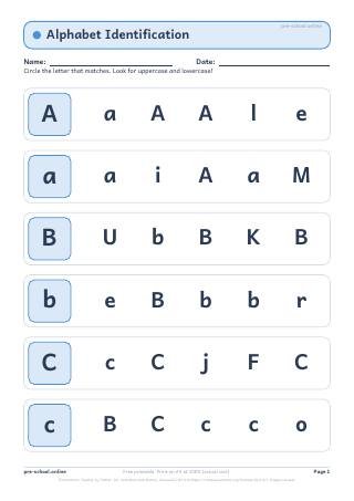 Alphabet Identification worksheet preview