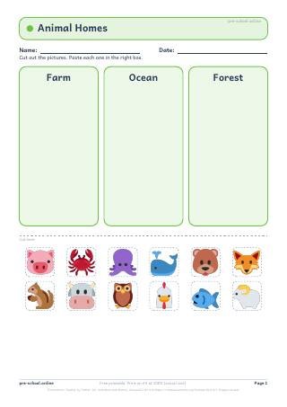 Animal Habitats worksheet preview