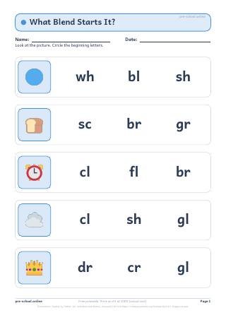 Beginning Blends worksheet preview