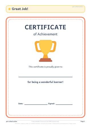Certificates worksheet preview