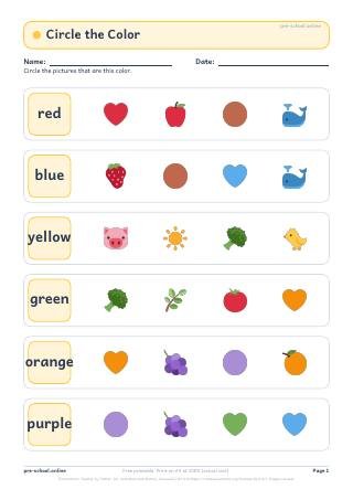 Circle the Color worksheet preview