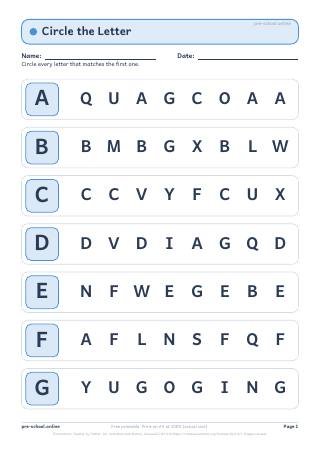 Circle the Letter worksheet preview
