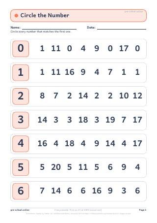 Circle the Number worksheet preview