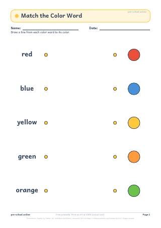 Colors worksheet preview