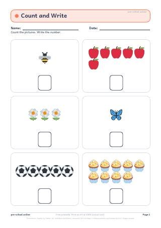 Count and Write worksheet preview