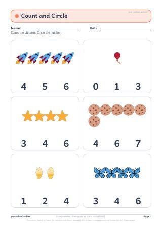 Counting free printable worksheet preview