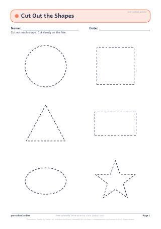 Cutting Shapes worksheet preview