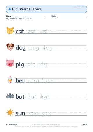 CVC Words free printable worksheet preview