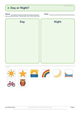 Day and Night worksheet preview