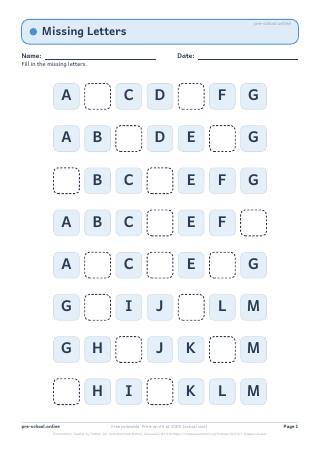 Fill In Missing Letters worksheet preview
