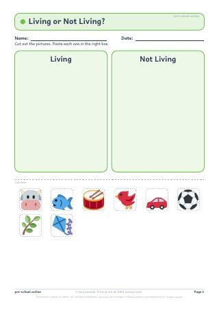 Living and Non-Living worksheet preview
