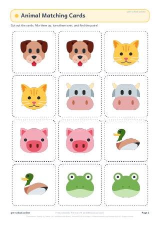 Matching Cards worksheet preview