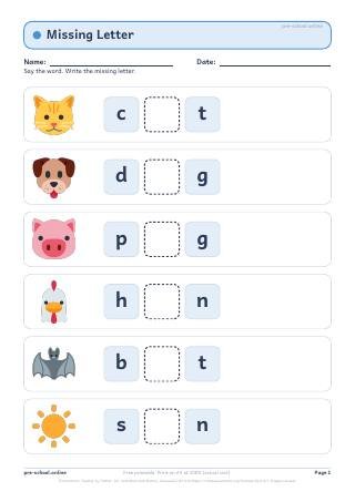 Missing Letter worksheet preview