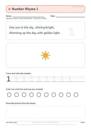 Number Rhymes worksheet preview