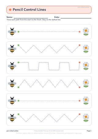Pencil Control Lines worksheet preview