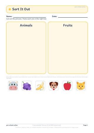 Sorting worksheet preview