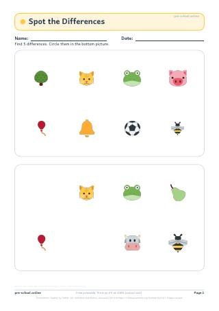 Spot the Differences worksheet preview