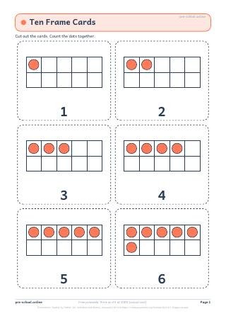 Ten Frame Cards worksheet preview