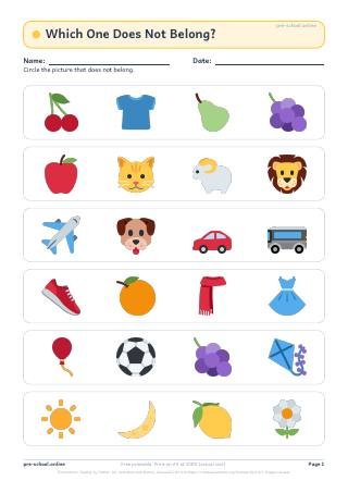 Things That Do Not Belong worksheet preview
