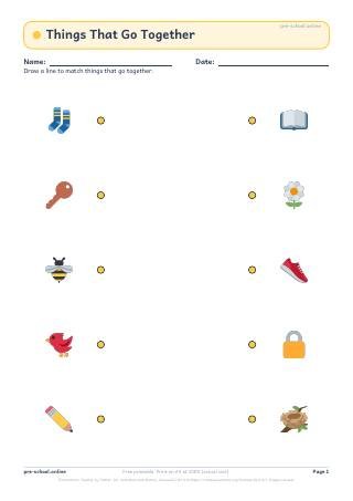 Things That Go Together worksheet preview