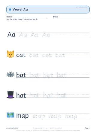 Vowels worksheet preview