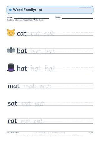 Word Families worksheet preview